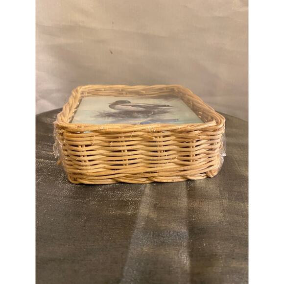Vtg 80s Basket of Six Mallard Duck Coasters. Single design. Apx. 4 X 4 in. NIB - Picture 3 of 11